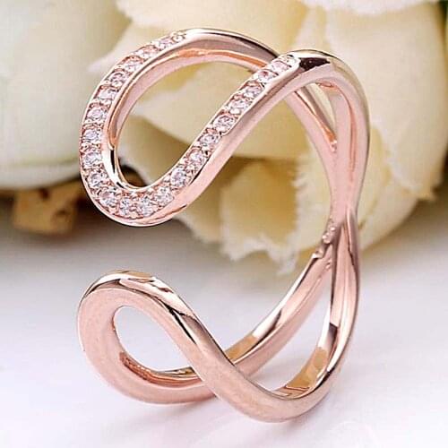 Original Rose Wrapped Open Infinity Eternal Love Ring For Women 925 Sterling Silver Ring Wedding Party Gift Fine Europe Jewelry