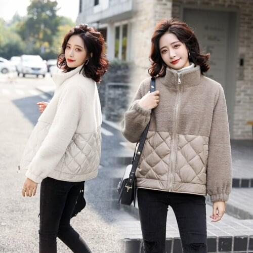 Womens 2020 winter clothes new furry gold mink stitching short coat womens small thickened baseball padded coat