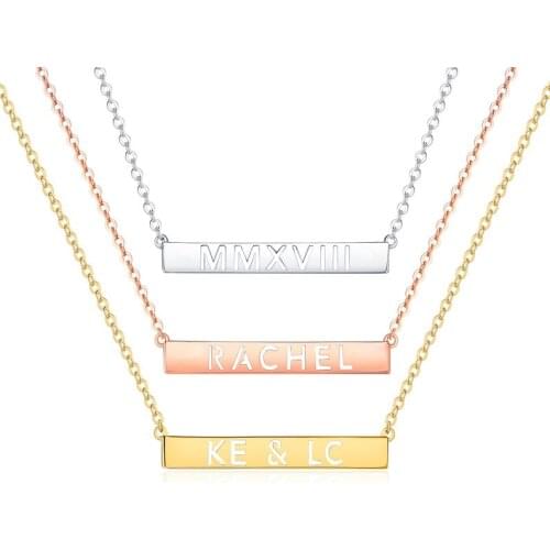 Personalized Hollow Bar Necklace Women Letter Name Custom Necklace Collares Collier Femme Stainless Steel Chain Jewelry Ketting