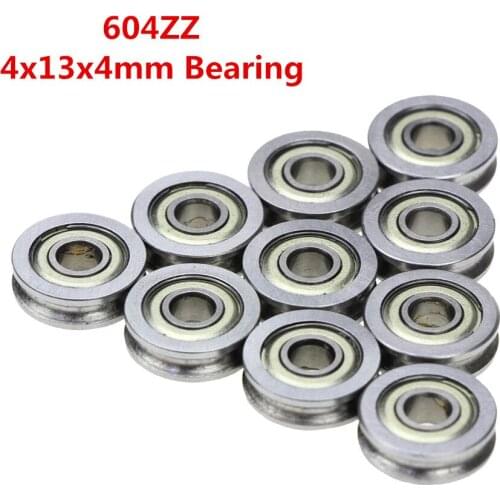 10Pcs/lot 3dPrinters Extruder Parts U-groove idler pulley belt pulley bearing U604ZZ u ditch 604U 4*13*4mm