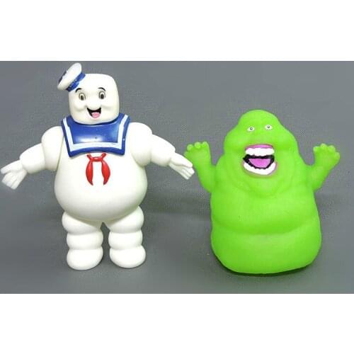 2pcs/set Cartoon Anime Ghostbusters Green Ghost Slimer Action Figure Doll PVC Action Figures Model BB Knock Toys For Kids Xmas