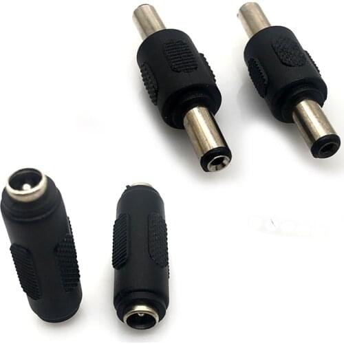 2pcs DC 5.5*2.1 mm / 5.5x2.1mm Female to Female Male to male DC Power Jack Connector Panel Mounting Socket Adaptor