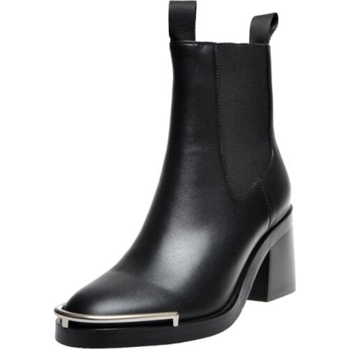 2020 Brand Genuine Leather Women Ankle Boots fashion High Heels Dancing Shoes Woman Punk Short Motorcycle Boots