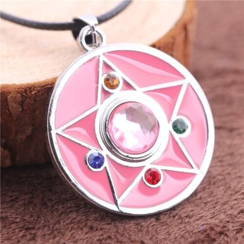 24 Pcs/Lot Pink Color Pendant High Quality Moon Power Necklace Magic Pentacle Necklace Jewelry Bulk Wholesale
