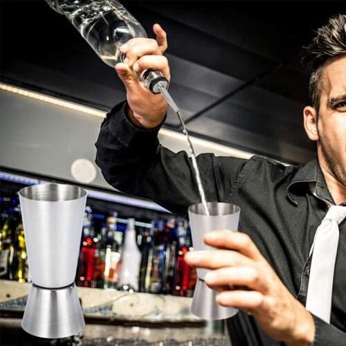 25/50ml Stainless Steel Measuring Cocktail Shaker Cup Dual Shot Drink Spirit Measure Jigger Kitchen Bar Accessories