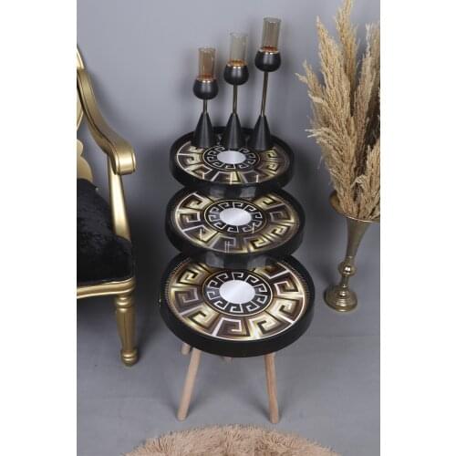 Retro 3 pcs Glazed Zigon Coffee Table coffee table coffee table made in turkiye