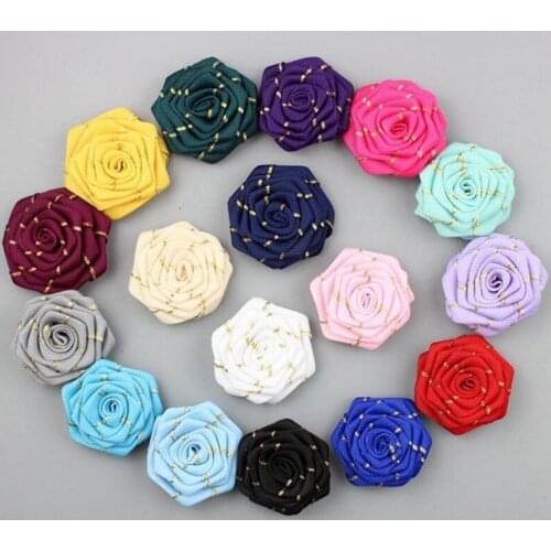 30 pcs / lot ,4.5cm ribbon rose DIY hand-made cloth roll, rose thread, gilt ribbon, looped flowers, ,accessories hot sale