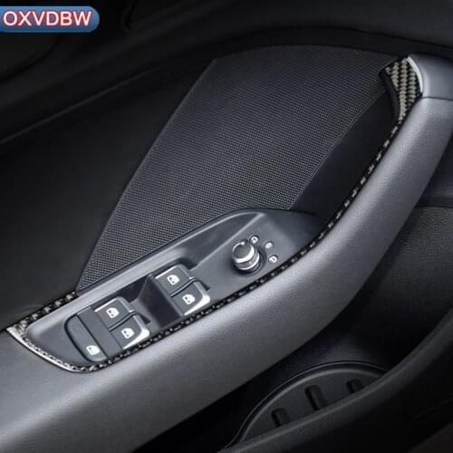 4 Pcs/Set Carbon Fiber Car Interior Decoration Door Window Switch Cover Trims Stickers For Audi A3 S3 Car Styling Accessories