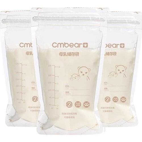 50pcs 220ml Mother Milk Baby Food Storage Bags Disposable Breast Milk Fresh-keeping Sealed Bags
