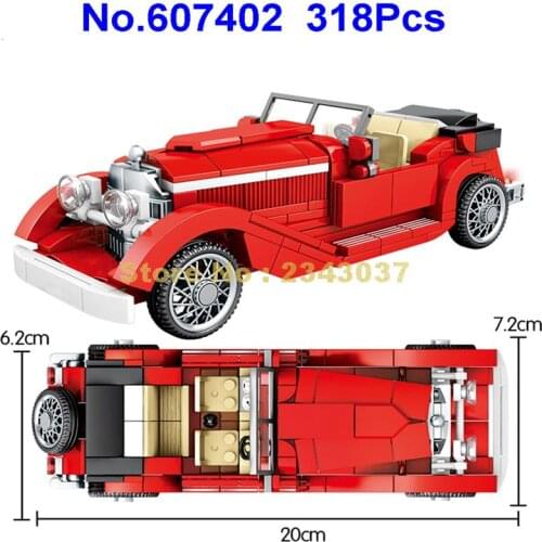 607402 318pcs Classic Vintage Red Car Building Blocks Toy