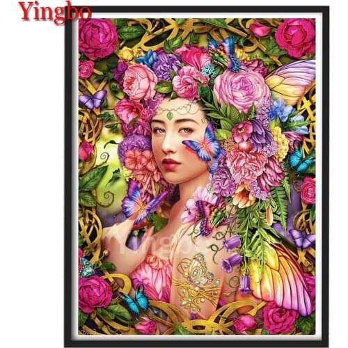 Diy 5d Diamond Painting Flower Fairy Cross Stitch Full Drill Square Diamond Embroidery Beauty Picture Of Rhinestone Arts Crafts