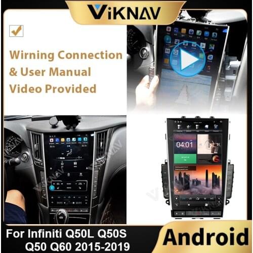 Android 13.6 inch HD screen stereo car radio For Infiniti Q50L Q50S Q50 Q60 2015-2019 Mark 5 car PX6 DVD multimedia player