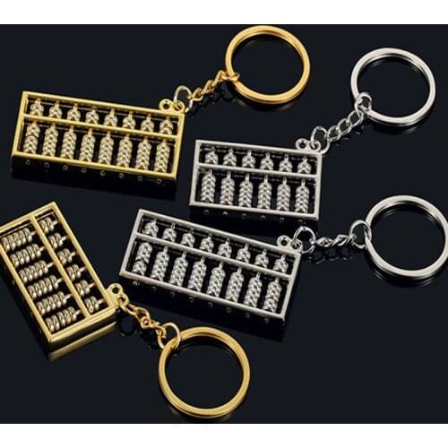 Fashion Cute 6 Files 8 Files Gold And Abacus Keychain Metal Car Pendant key Ring Link Accessories Wholesale