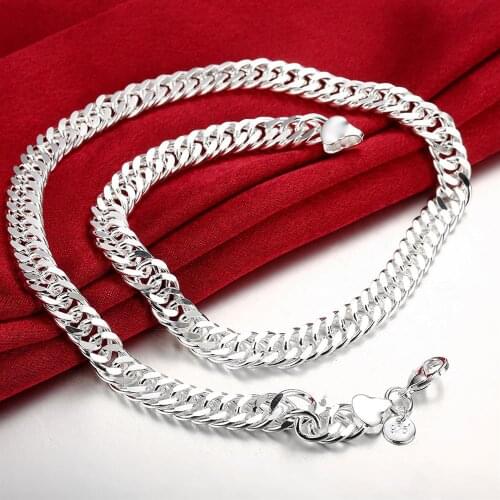 Hot classic fine mans 10MM chain 925 Sterling Silver Necklaces for women Charm fashion Jewelry wedding Party Holiday gift
