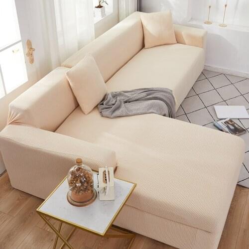 Plaid Polar Fleece Thicken Sofa Cover for Free Pillowcase L Sectional Stretch Elastic Couch Covers Sofa Covers for Living Room