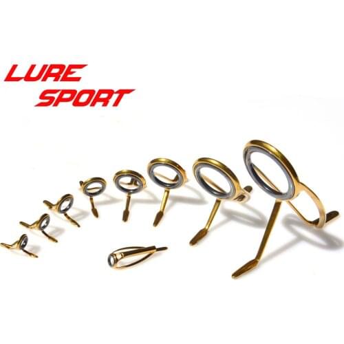 LureSport KW guide MN 9pcs Guide set Gold Steel frame sic ring rod guide Rod Building component Repair DIY Accessory