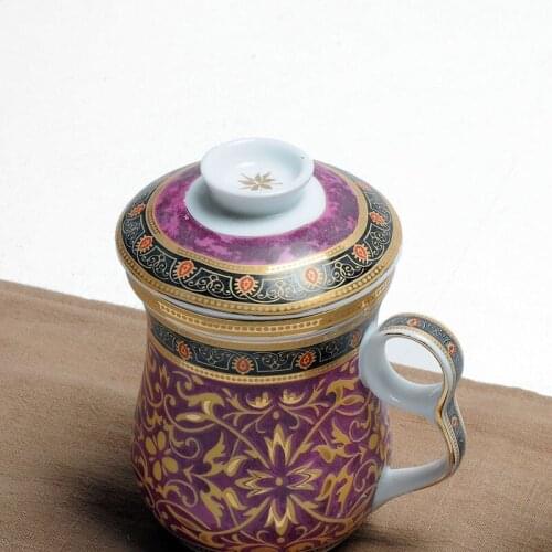 Beautiful coffee tea Cup With filter Infuser lid Porcelain mug Teapot ceramic drinkware for office,home,car,nice gifts