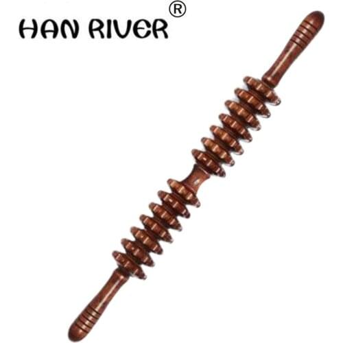 Meridian rod shaft full-body massage stick wheel pounded his waist back massage neck leg wooden massager Whole body wooden