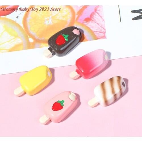 5Pcs 1:12 1:6 Dollhouse Miniature Dollhouse Miniature Pretend ice cream Kitchen Food Popsicle Mini Cartoon doll Accessories