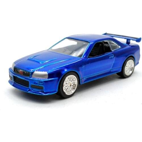 1/55 Fast and Furious Cars Brians Nissan GTR R34 blue Simulation Metal Diecast Model Cars Kids Toys