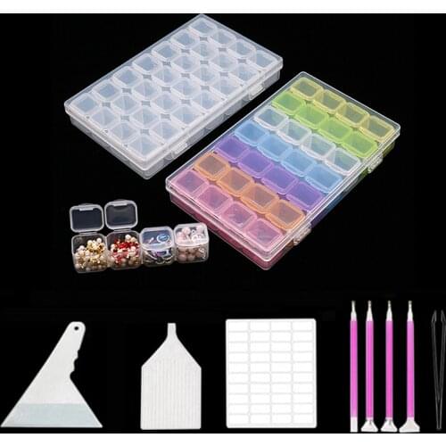 Diamond Painting Tools Set 28 Cells Plastic Storage Box and 40-in-one Tool Kits for Diamond Painting Embroidery Accessories