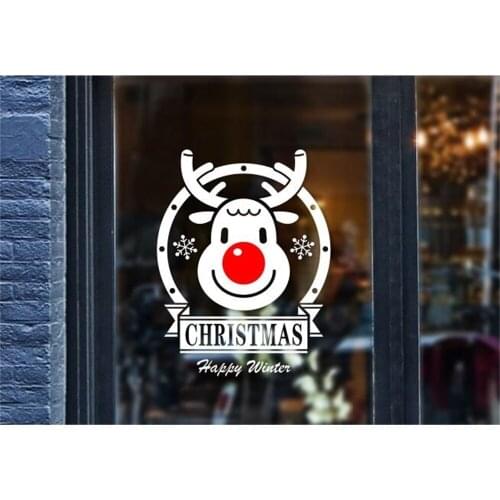 Deer Merry Christams Store window wall sticker Festive atmosphere decoration Layout Shop glass decoration POP sticker