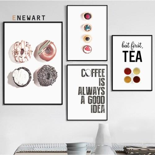 Food Kitchen Poster Coffee Doughnut Wall Art Canvas Print Painting Decorative Picture Modern Minimalist Dining Room Decor