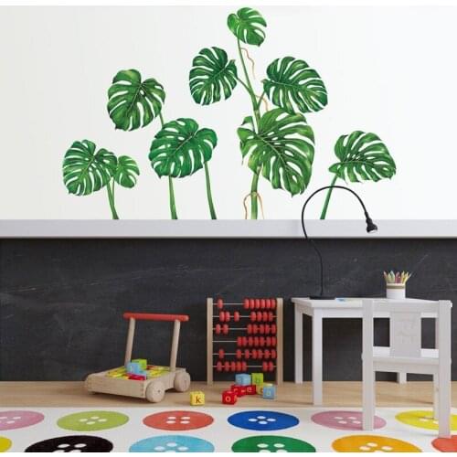 Nordic Green Plant Wall Stickers Bedroom Living Room Decoration Turtle Back Bamboo Sofa TV Backdrop Wall Decals