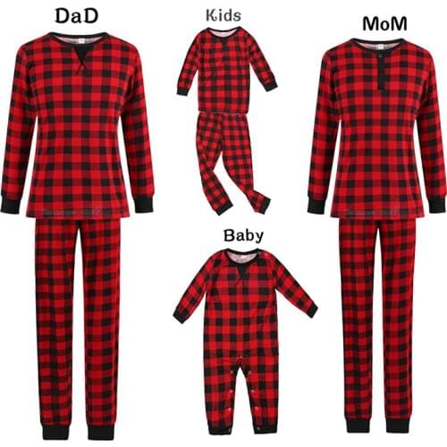 New Christmas Family Matching Pajamas Clothes printed Plaid Family Matching Outfits Comfortable Clothes