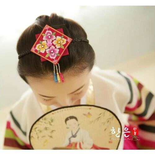 Hanbok Hairband Rose Hair Accessory Daenggi Korean traditional Clothes Pigtail