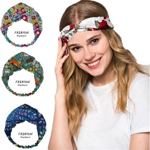 Women Girls four seasons Hair Bands Sun flower Print Headbands Turban Bandage Bandanas HairBands Hair Accessories Headwrap