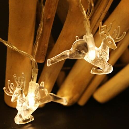 Reindeer Christmas Ornaments LED String Light 10-20LED Battery Operated Christmas Home Decoration Navidad Decoración Deer Lights