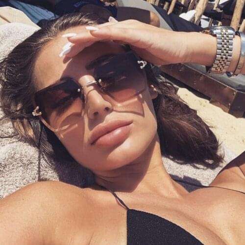 Luxury Rimless Sunglasses Women Gradient Vintage Sunglasses Men 2020 Brand Fashion Square Retro Sunglasses UV400 High Quality