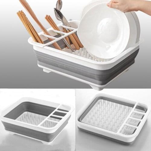 Foldable Dish Rack Kitchen Tableware Plate Drainer Storage Holder Portable Drying Rack For Dishes Home Dinnerware Organizer