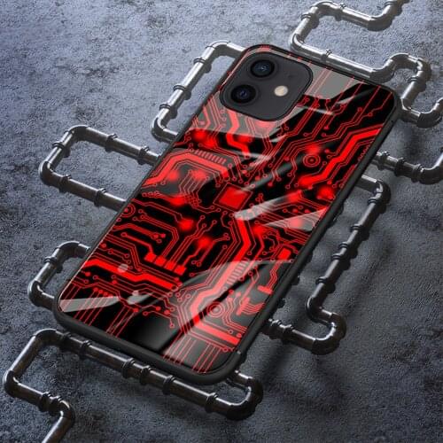 Technology Fashion Red Chip for iphone 12 pro tempered glass case for iphone x xr xs max 11 12 pro max 6 6s 7 8 plus 12 mini