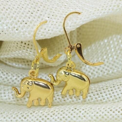 Unique lucky beautiful weddings party gifts 12*15mm elephant gold-color dangle drop earrings for bride women jewelry B2659