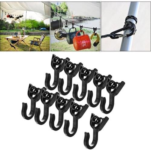 10Pieces Camping Outdoor Clips , Caravan, Indoor, Tent, Pole, Hook, Lantern, Lamp Camper Awning Light Accessory Holders