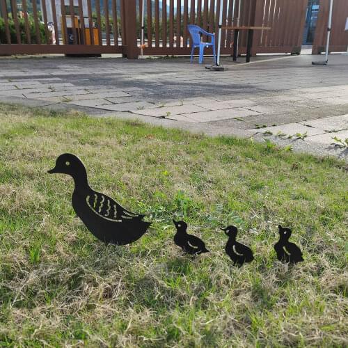 4pcs/Set Funny Metal Hollow Out Duck Garden Silhouette Stake Decorative Animal Shadow Pile For Yard Decoration Dropshipping