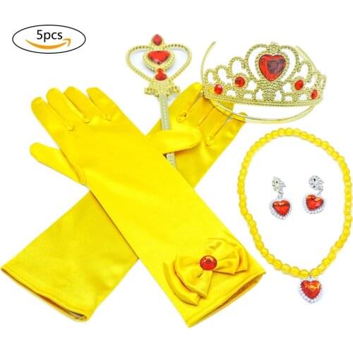 5pcs Girls Princess Fairy Stick Dressup Costume Kids Sleeveless Yellow Party Dress Children Carnival Xmas Birthday Ball Gown