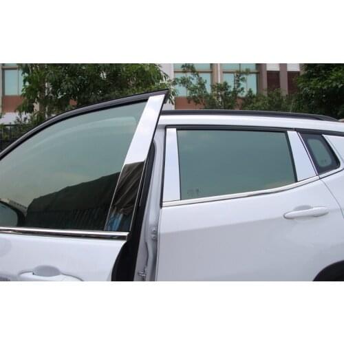 8x Stainless Steel Car Exterior Window Pillar Cover Trim Styling Bezel Sticker For Jeep Compass 2017+ Styling Accessory