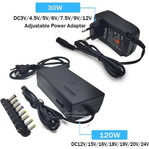 30W 120W 3V4.5V5V6V7.5V 9V 12V12/15/16/18/19/20/22/24V 2A/4.5A AC DC Adaptor Adjustable Power Adapter Universal Charger Supply