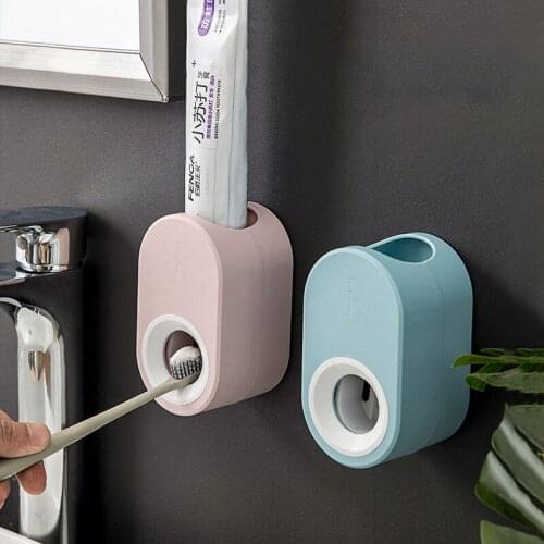 Automatic Toothpaste Dispenser Wall Mounted Punch-free Toothpaste Squeezer Portable Toothbrush Holder Bathroom Accessories