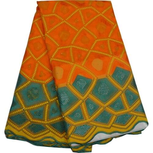 Free shipping (5yards/pc) high quality Swiss voile lace fabric orange African cotton lace fabric newest for party dress CLP69