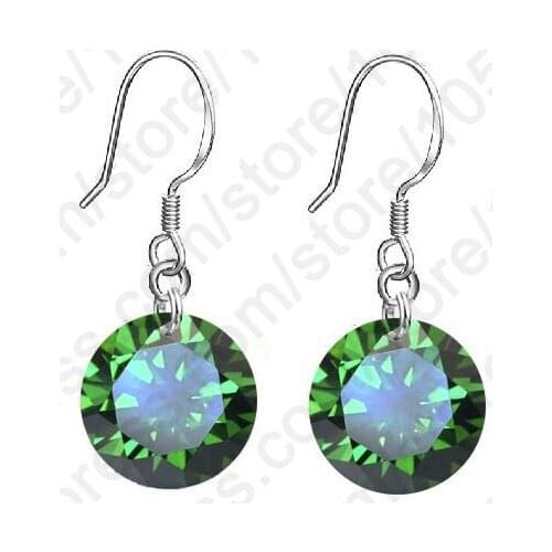 CZ Wedding Jewelry Vintage 925 Sterling Silver 8MM Cubic Zirconia Fashion Woman Girl Candy Hook Earrings 6 Colors