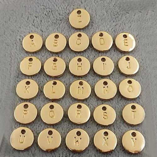 Fnixtar 10mm 26pcs A-Z Alphabet Round Charms Pendants Letter Alloy Metal Charm for Women Jewelry Christmas Day Gift 26pcs/lot