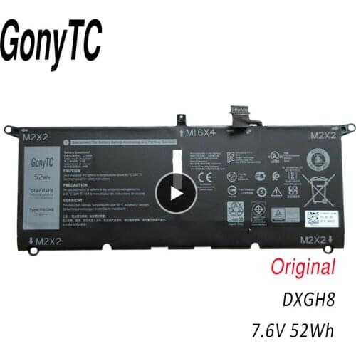 GONYTC DXGH8 Original New Replacement Laptop Battery For DELL XPS13 9370 9380 7390 DXGH8 7.6V 52Wh