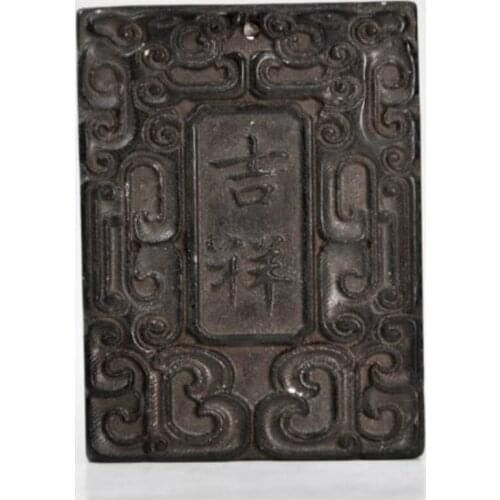 Hongshan culture archaize black iron meteorite sculpture Good lucky for you bi statue