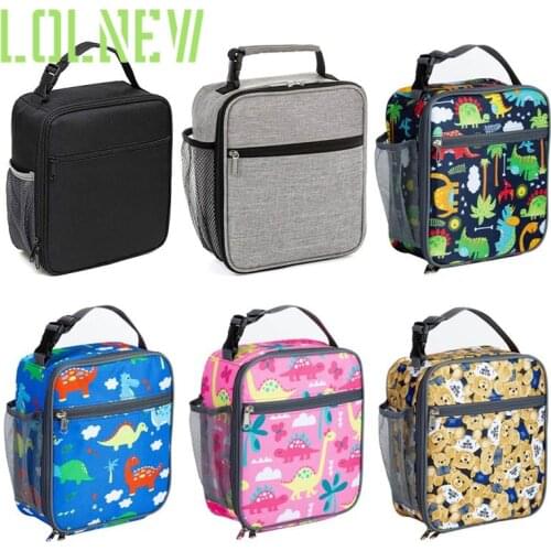 Dinosaur Insulated Lunch Box with Pocket for Boys Girls Thermal Tote Cooler Bag Portable Leak Proof for School Outdoor or Work