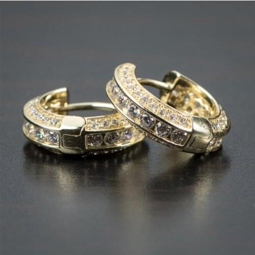 Classic S925 Gold Plated Small Hoop Earrings Exquisite Crystal Zircon Earrings For Men Women Wedding Party Fashion Jewelry Gifts