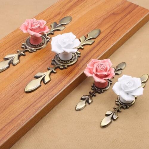 Multi-piece ceramic antique copper rose flower single hole handle